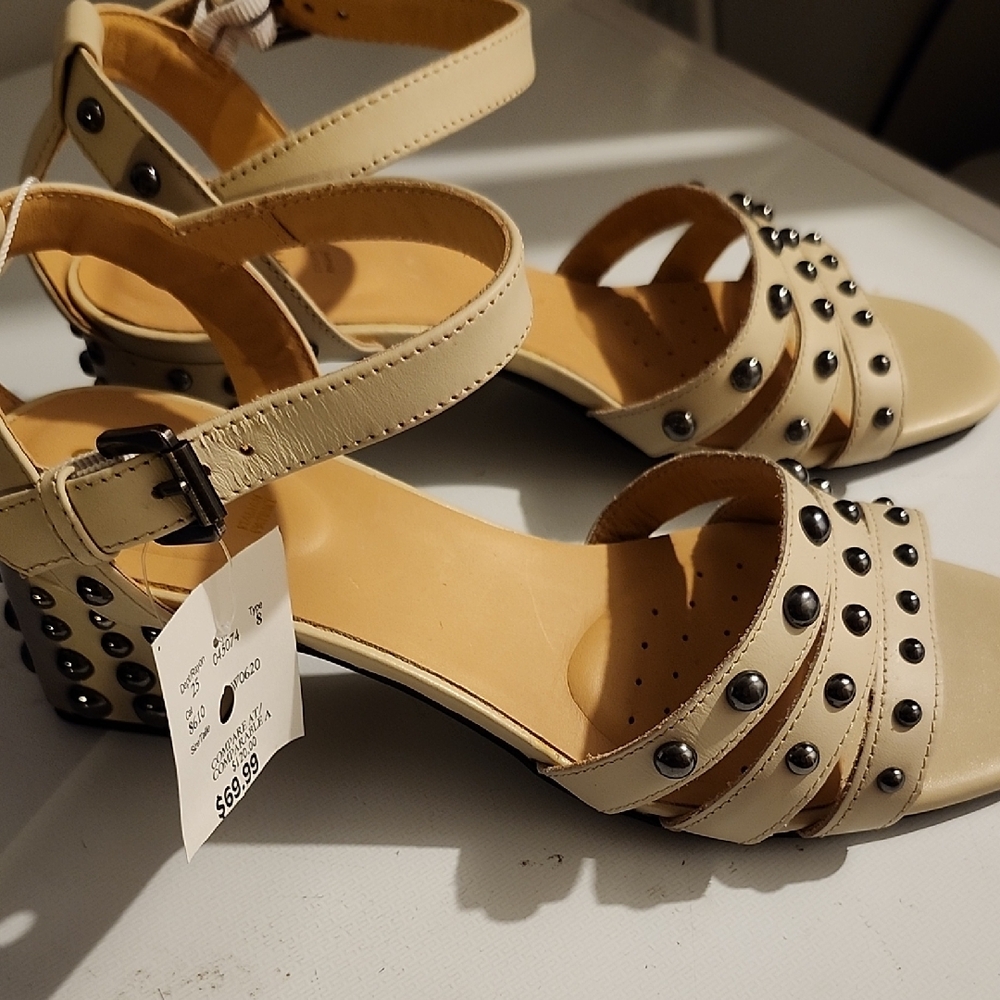 Geox Beige Studded Sandals